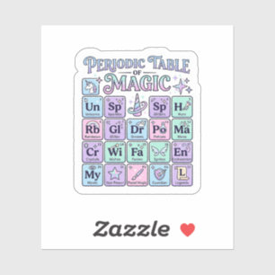 Sticker Table périodique licorne de magie conception graph