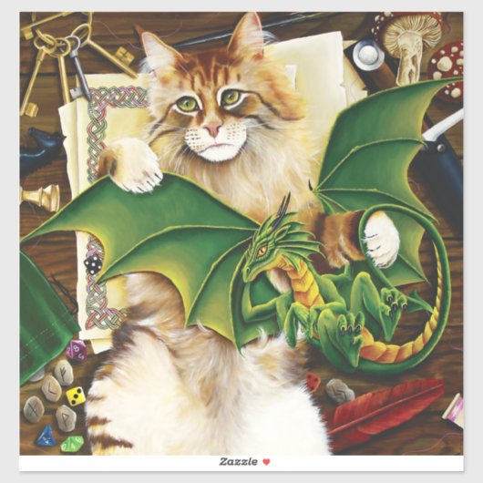 Sticker Table Top Jeu Dragon Chat (Feuille)