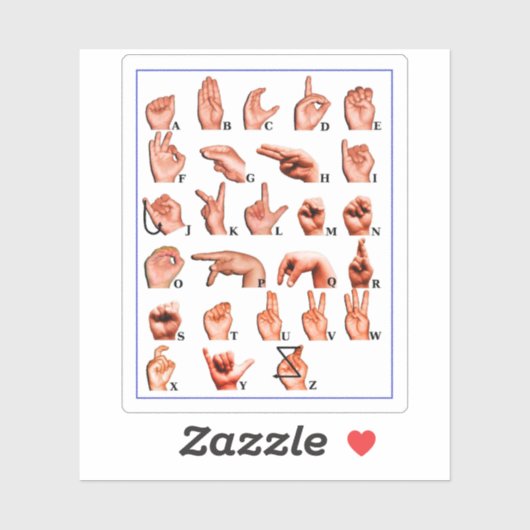 Sticker Tableau Alphabetique de la Langue des Signes Améri (Feuille)