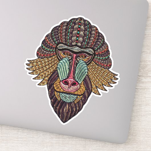 Sticker Tabouret en verre vissé babouin art animal africai (Détail)