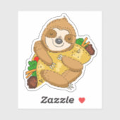 Sticker Taco Sloth Dessin Drôle Illustration (Feuille)