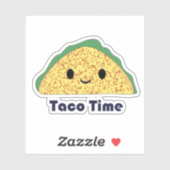 Sticker Taco Time Mignon Kawaii Taco (Feuille)