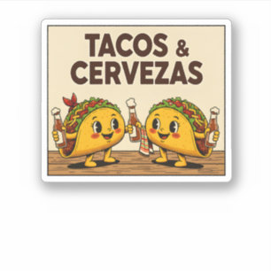 Sticker Tacos Mignons & Cervezas Nourriture Mexicaine Drôl