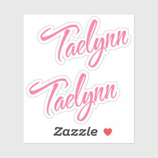 Sticker Taelynn nom rose cursive x2 (Feuille)