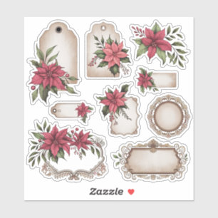 Sticker Tags vintages Feuille d'autocollants Ephemera Poin