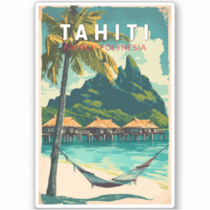 Sticker Tahiti Illustration Voyage Art Vintage