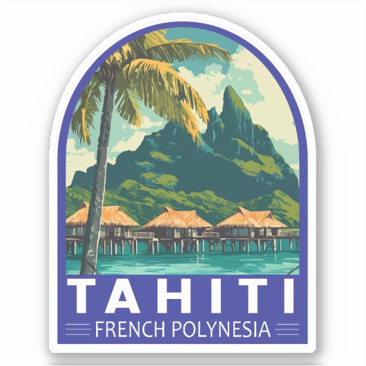 Sticker Tahiti Polynésie Française Voyage Emblem (Devant)