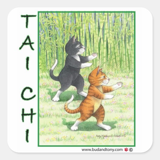 Sticker Tai Chi Cats Bud & Tony (Devant)