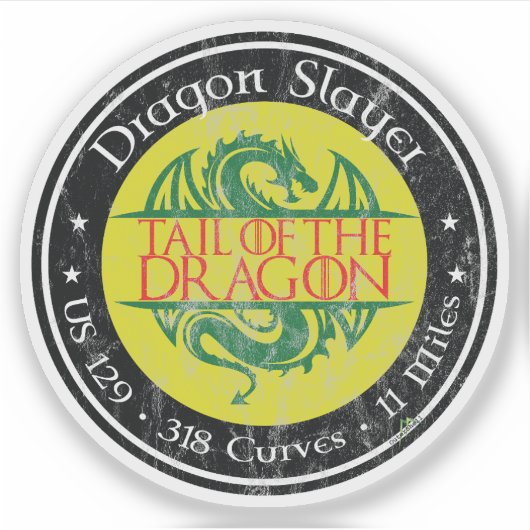 Sticker Tail of the Dragon Road US 129 Motorcycle 01 (Devant)
