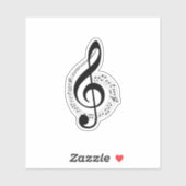 Sticker Tailles Black Treble Clef Notes musicales Musique  (Feuille)
