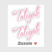 Sticker Taliyah nom rose cursive x2 (Feuille)