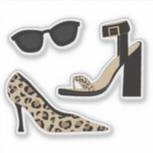 Sticker Talons et lunettes de soleil à imprimé léopard (Devant)