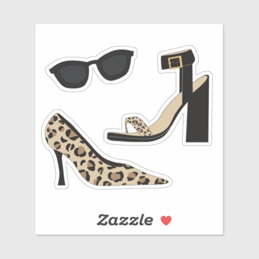 Sticker Talons et lunettes de soleil à imprimé léopard (Feuille)