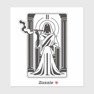 Sticker Tarot Grande Prêtresse Fumée de Cannabis Occultism