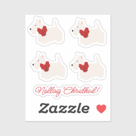 Sticker Tartan Terrier Écossais Blanc (Feuille)