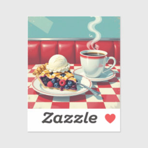 Sticker Tarte au Berry mélangé, crème glacée et café