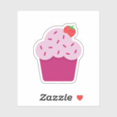 Sticker Tartelette aux fraises mignonne (Feuille)
