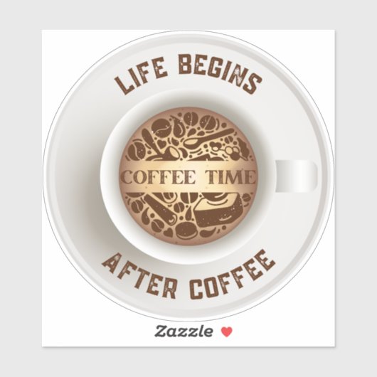 Sticker Tasse à café (Feuille)