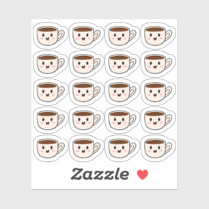 Sticker Tasse de café mignonne Kawaii Pause café Planifica