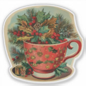 Sticker Tasse de Noël Rétro Nature Morte (Devant)