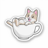 Sticker Tasse de thé de chat (Recto)