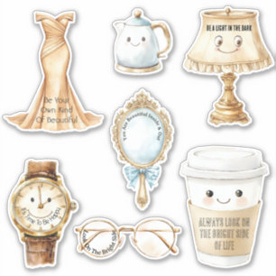 Sticker Tasse joyeuse Regardez le côté lumineux