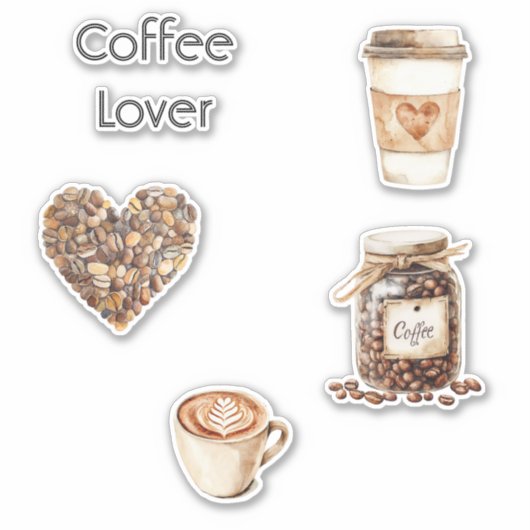 Sticker Tasses cœur café crème (Devant)