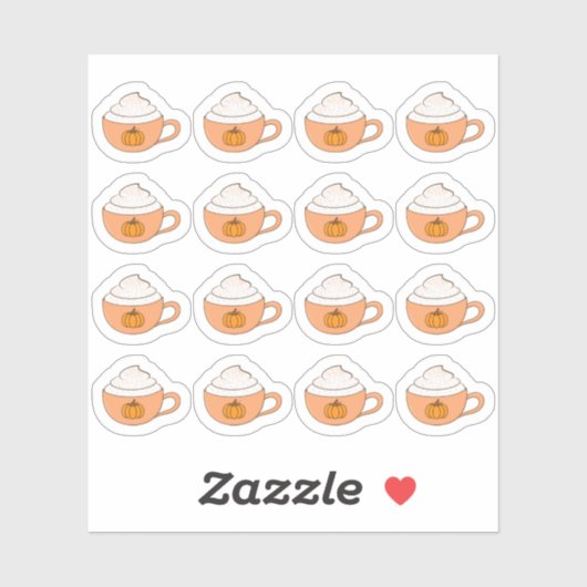 Sticker Tasses de Latte au goût de citrouille, Thanksgivin (Feuille)