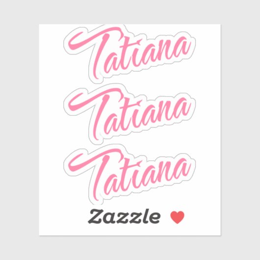 Sticker Tatiana Nom Pink Cursive x3 (Feuille)