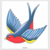Sticker Tatouage bleu rouge avale (Feuille)