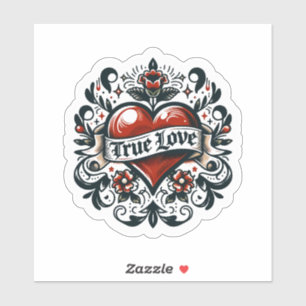 Sticker Tatouage de cœur d'amour véritable Regard artistiq