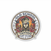 Sticker Tatouage École Ancienne Chat Mignon Design - École (Devant)