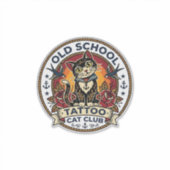 Sticker Tatouage École Ancienne Chat Mignon Kitty Design - (Devant)