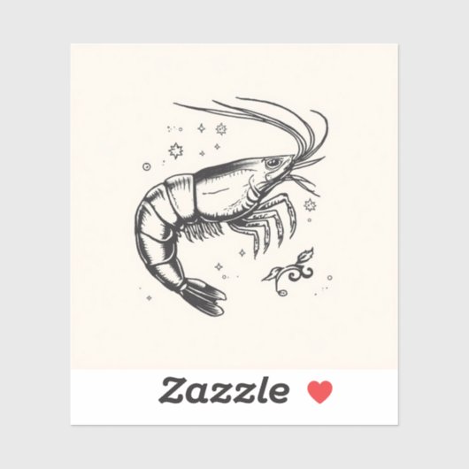 Sticker Tatouage Flash de Crevettes Noir & Blanc (Feuille)