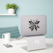 Sticker Tatouage Tribal Noir Et Blanc Papillon (Ordinateur portable sur le bureau)