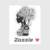 Sticker Tatouage Tribal Portrait de Fille Africaine (Feuille)
