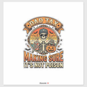 Sticker Taxe Papa Drôle Halloween Squelette Bonbons_1