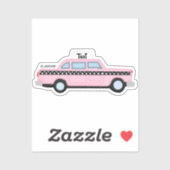 Sticker Taxi rose (Feuille)