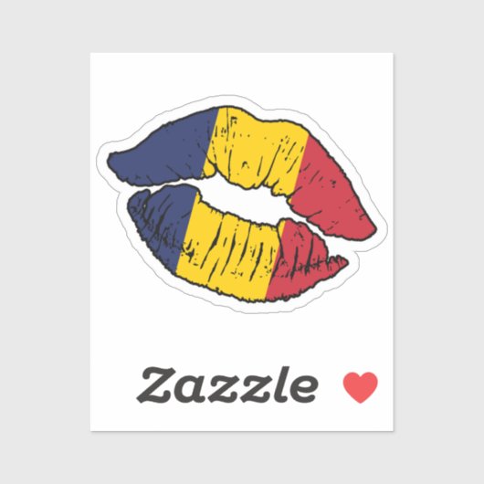Sticker Tchad Tchadien Drapeau d'amour de bâton à lèvres (Feuille)