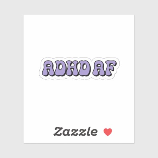 Sticker TDAH AF Typographie simple violet (Feuille)