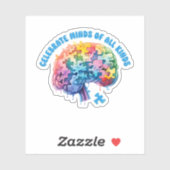 Sticker TDAH, Autisme aba, conception de la neurodiversité (Feuille)
