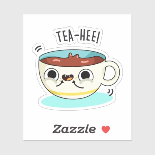 Sticker Tea Hee Funny Tea Cup Pun (Feuille)