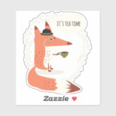 Sticker Tea time fox mignon doodle (Feuille)