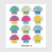 Sticker Teacher Cupcake Sprinkt Sweet Cute Cartoon (Feuille)