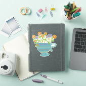 Sticker Teacup bleu avec fleurs (Couverture iPad)