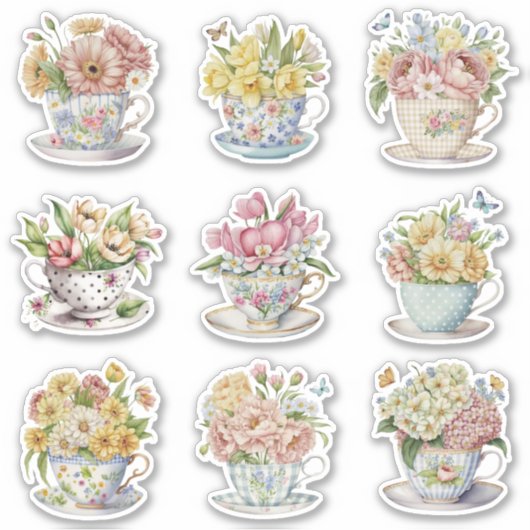 Sticker Teacup floral (Devant)