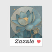 Sticker Teal and Gold Lotus Flower Geometric Line Art Zen (Feuille)