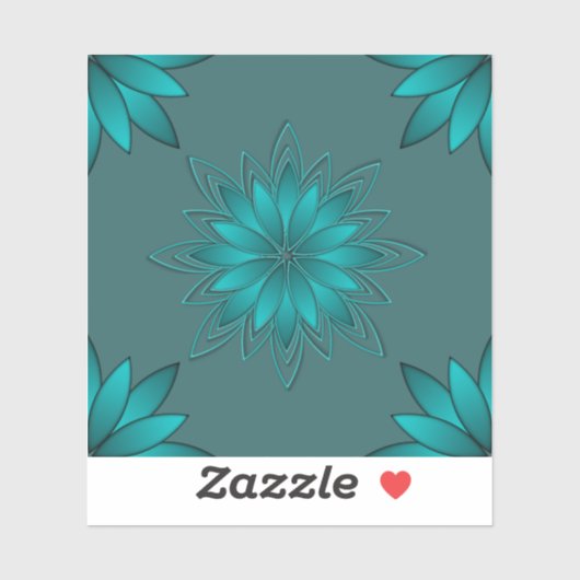 Sticker Teal Leaf Mandala Design on Dark Cyan (Feuille)
