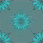 Sticker Teal Leaf Mandala Design on Dark Cyan (Devant)