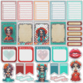 Sticker Teal Red Roses Sugar Skull  - Planner 2  (Devant)